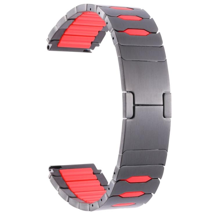 Metal Hybrid Silicone Stainless Steel Watch Band, 22mm