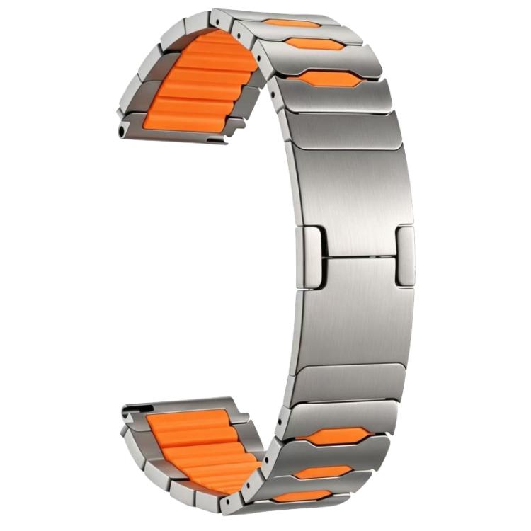 Metal Hybrid Silicone Stainless Steel Watch Band, 22mm