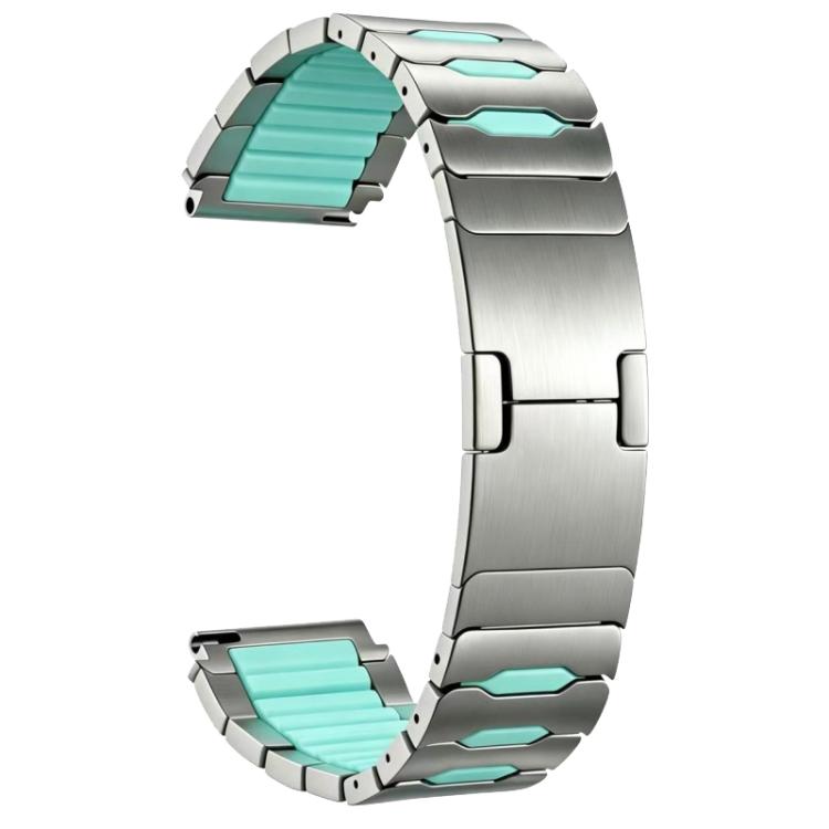 Metal Hybrid Silicone Stainless Steel Watch Band, 22mm