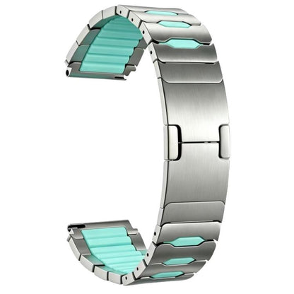 Metal Hybrid Silicone Stainless Steel Watch Band, 22mm