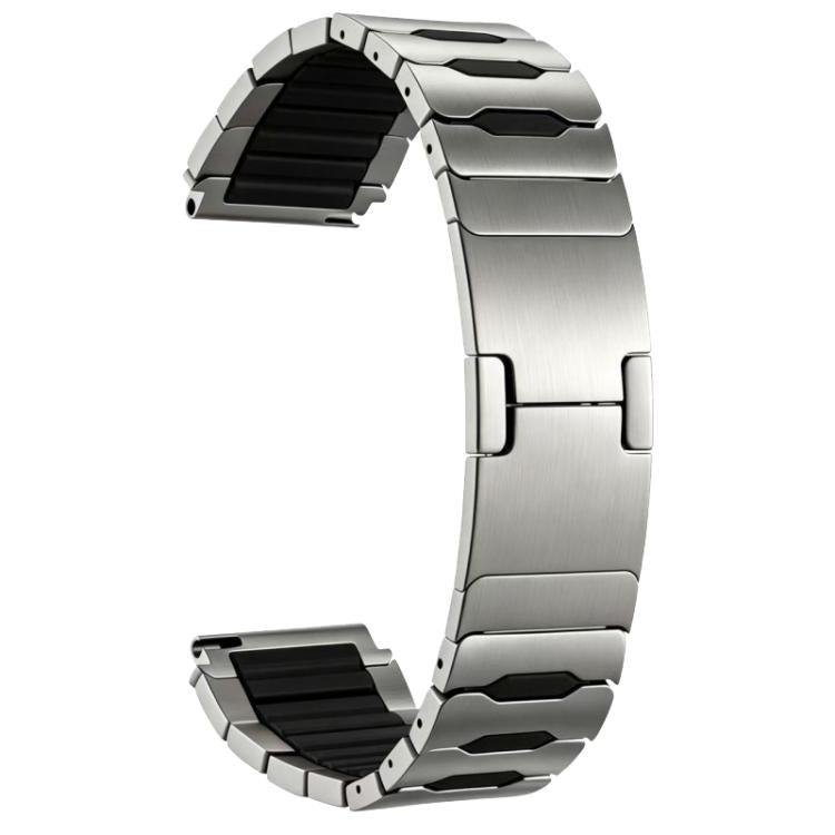Metal Hybrid Silicone Stainless Steel Watch Band, 22mm