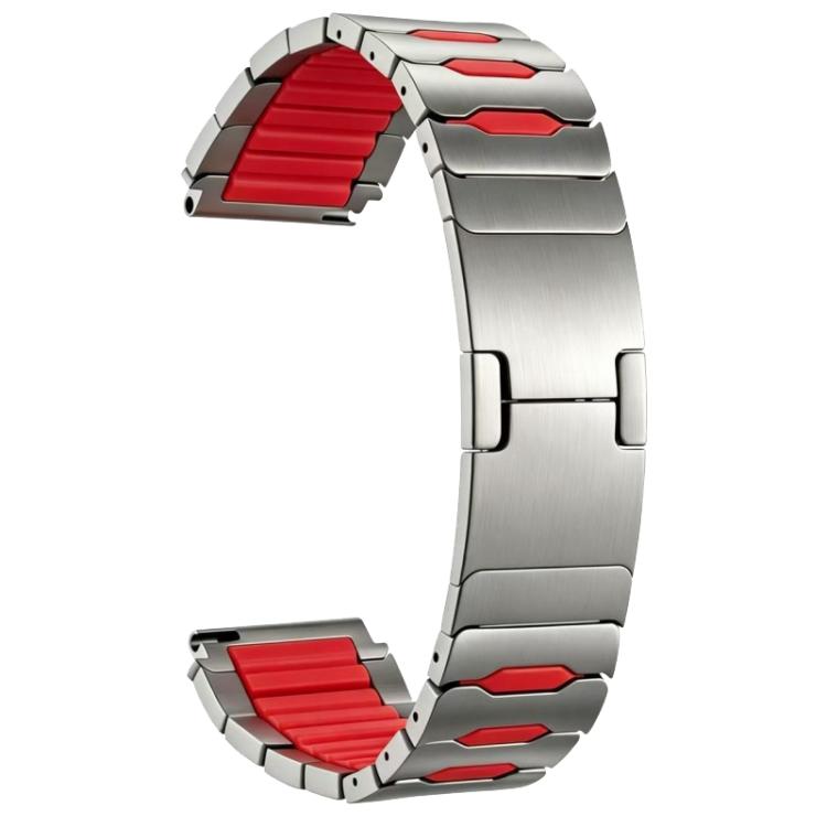 Metal Hybrid Silicone Stainless Steel Watch Band, 22mm