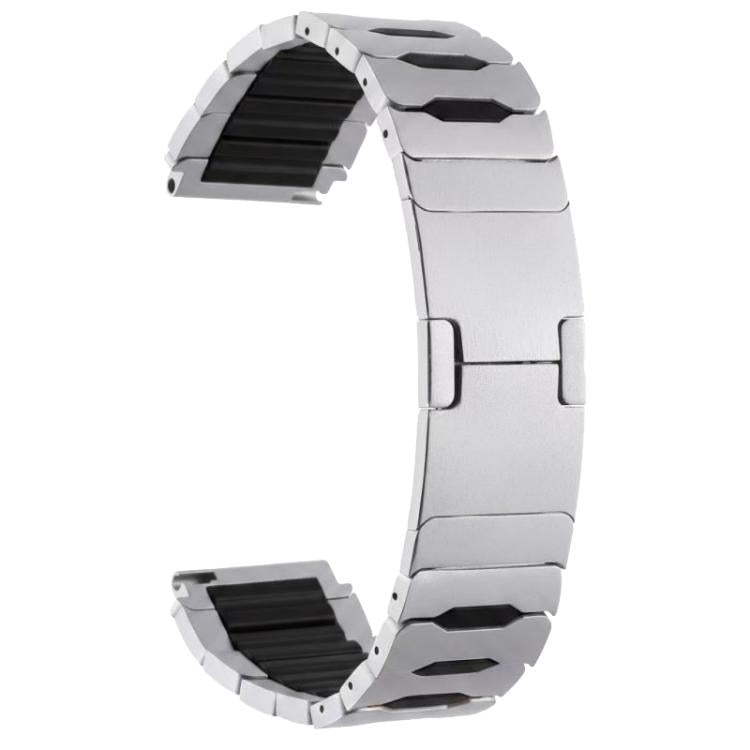 Metal Hybrid Silicone Stainless Steel Watch Band, 22mm