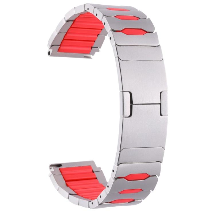 Metal Hybrid Silicone Stainless Steel Watch Band, 22mm