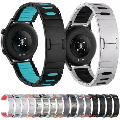 Metal Hybrid Silicone Stainless Steel Watch Band, 22mm