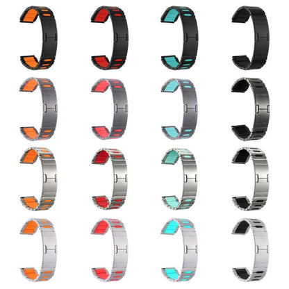 Metal Hybrid Silicone Stainless Steel Watch Band, 22mm