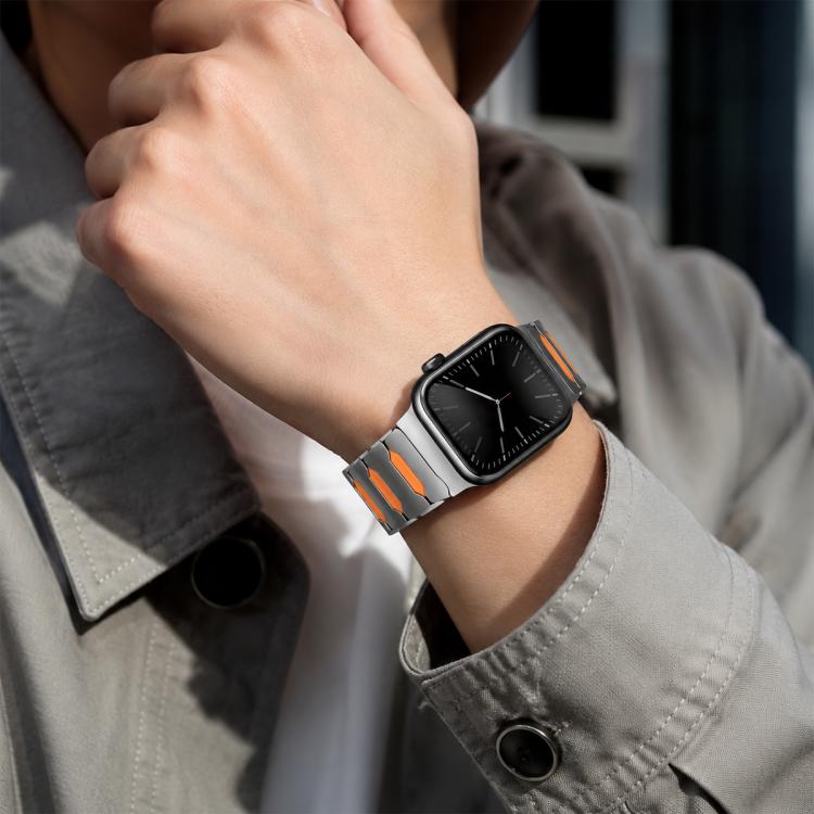 Metal Hybrid Silicone Stainless Steel Watch Band, 22mm