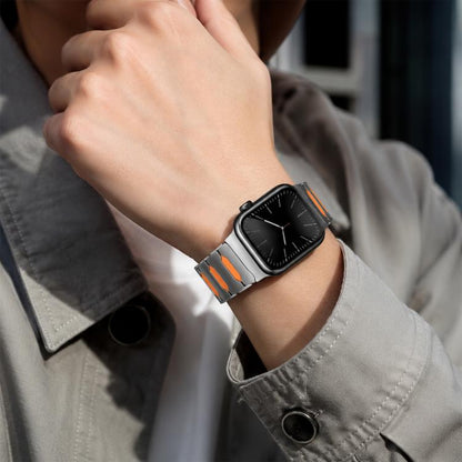 Metal Hybrid Silicone Stainless Steel Watch Band, 22mm