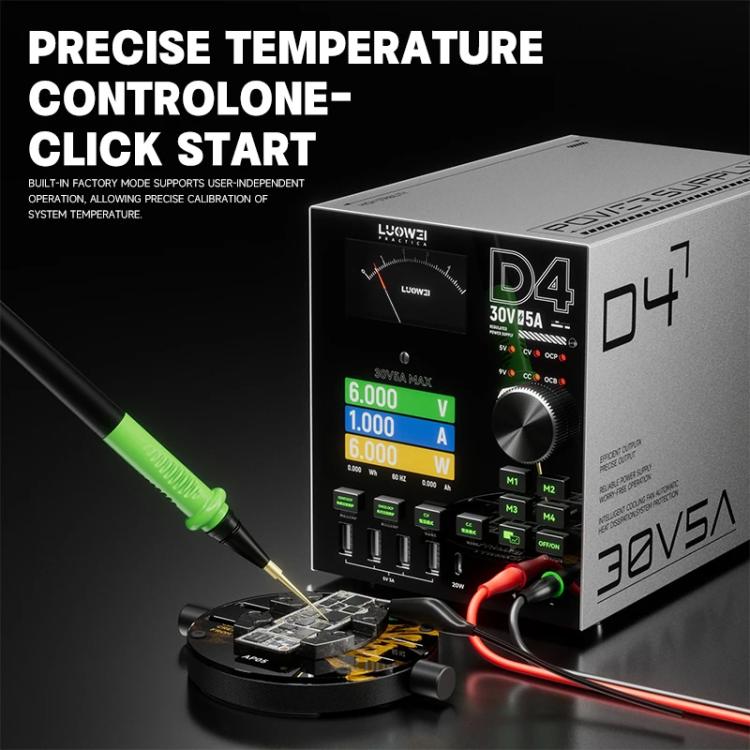 LUOWEI D4 30V/5A Four-Channel Storage High-Frequency Output Curved Color Screen DC Ammeter