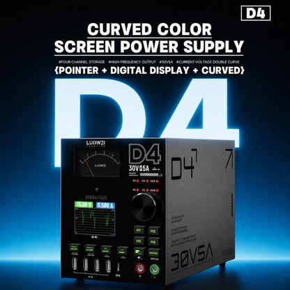 LUOWEI D4 30V/5A Four-Channel Storage High-Frequency Output Curved Color Screen DC Ammeter