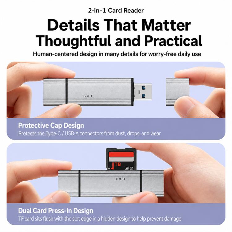 BYL-2608 Type-C / USB 2 in 2 High-Speed ??Card Reader