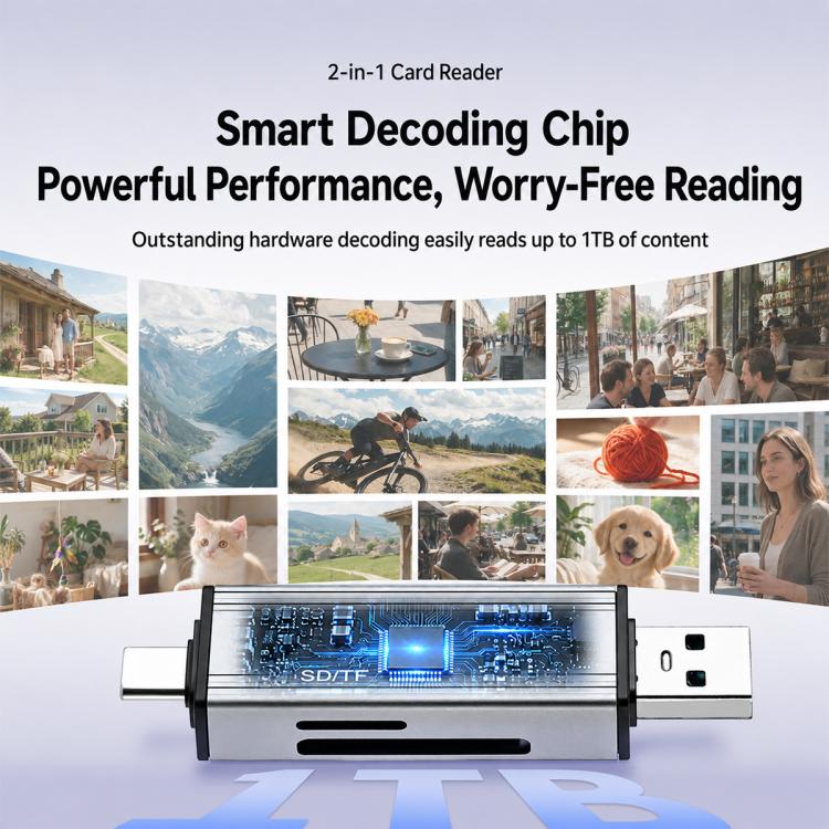 BYL-2608 Type-C / USB 2 in 2 High-Speed ??Card Reader