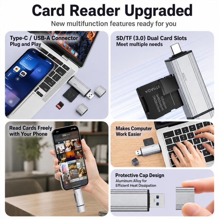 BYL-2608 Type-C / USB 2 in 2 High-Speed ??Card Reader