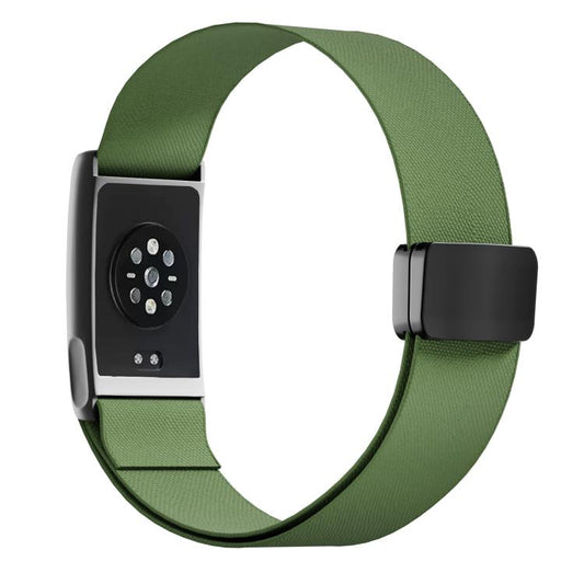 Metal Frame Magnetic Clasp Elastic Nylon Arm Band, For Amazfit Helio Strap