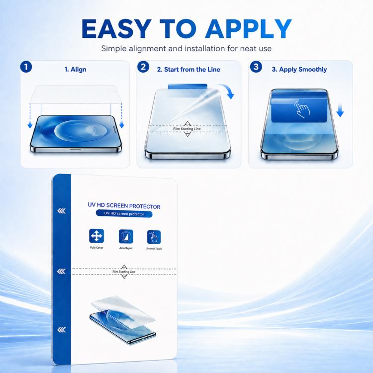 ZWX Full-Coverage Curved Silicone UV Pressure-free Film for Film Cutting Machines, 20 PCS/Pack, 40 PCS/Pack