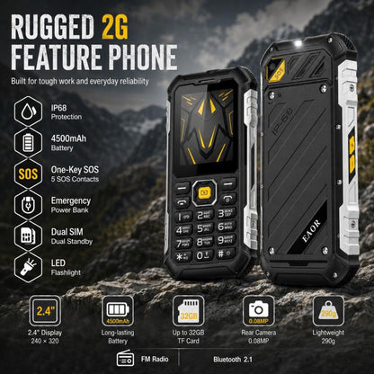 HP220 IP68 Rugged Feature Phone 2.4-inch MTK6261D Processor Supports Dual SIM 2G, 2G