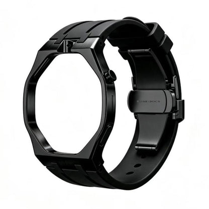 Metal Case Integrated Butterfly Clasp Silicone Watch Band, For Swatch Royal Pop