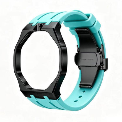 Metal Case Integrated Butterfly Clasp Silicone Watch Band, For Swatch Royal Pop