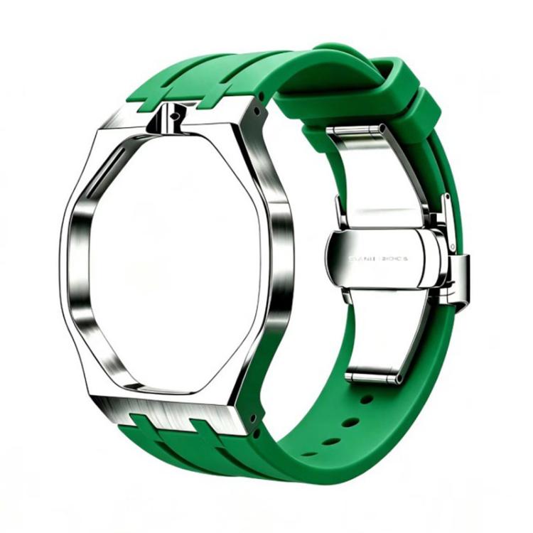 Metal Case Integrated Butterfly Clasp Silicone Watch Band, For Swatch Royal Pop