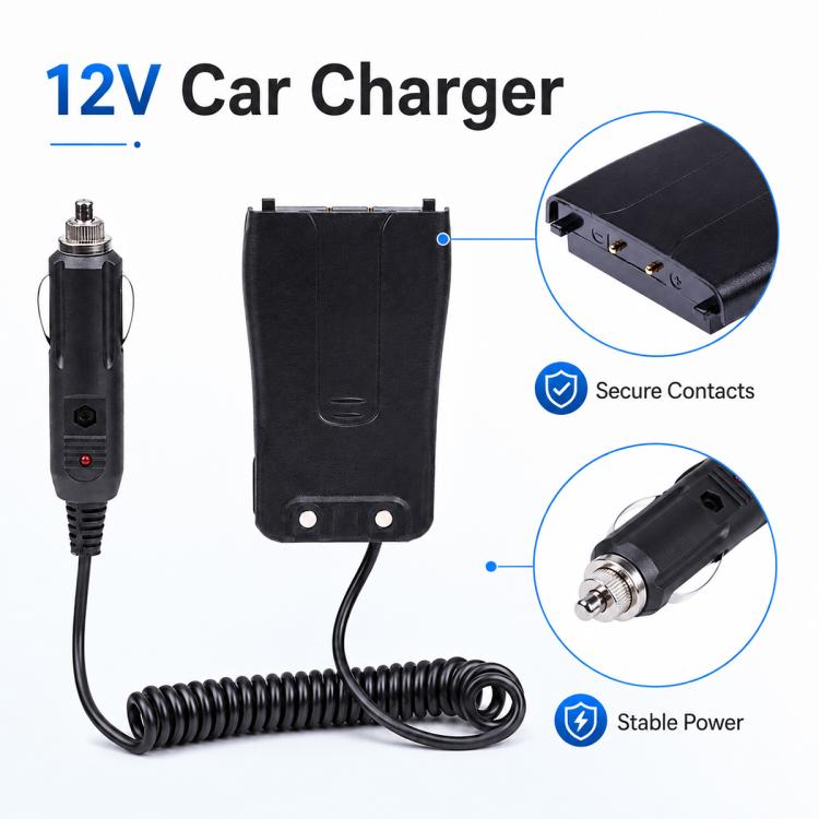 12V Car Cigarette Lighter Power Cable, Walkie-Talkie Coiled Power Cable Adapter, For Baofeng H777 / BF-888S