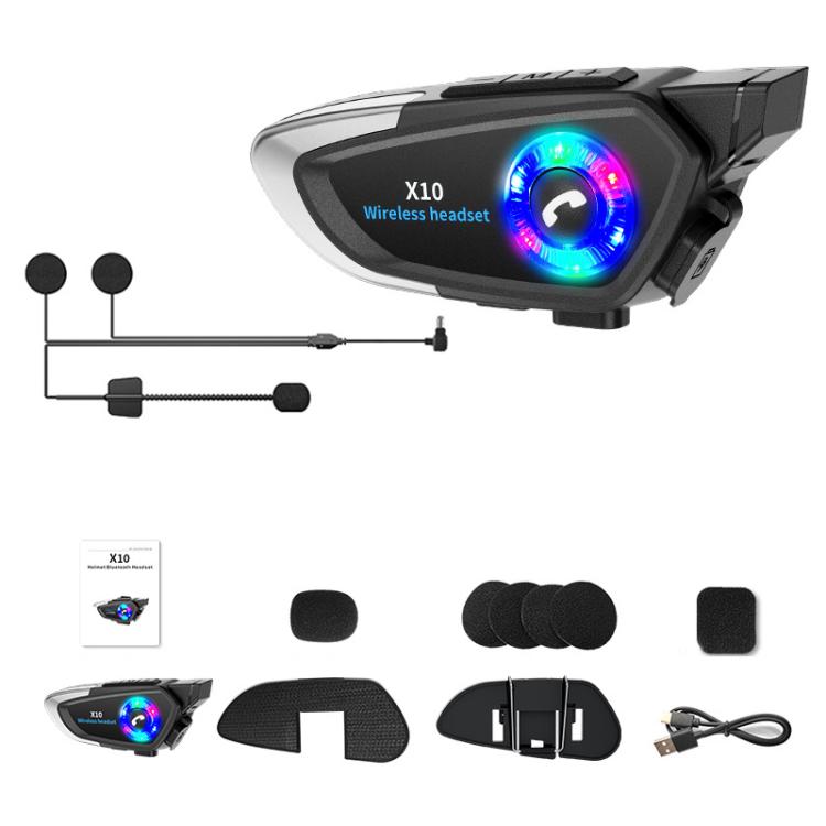 X10 Motorcycle Helmet Waterproof Bluetooth Earphone, Black Soft Mic, Black Hard Mic, Black 2 in 1