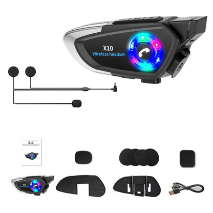 X10 Motorcycle Helmet Waterproof Bluetooth Earphone, Black Soft Mic, Black Hard Mic, Black 2 in 1
