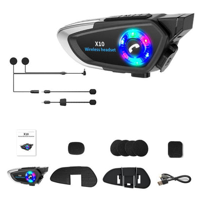 X10 Motorcycle Helmet Waterproof Bluetooth Earphone, Black Soft Mic, Black Hard Mic, Black 2 in 1