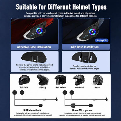 X10 Motorcycle Helmet Waterproof Bluetooth Earphone, Black Soft Mic, Black Hard Mic, Black 2 in 1