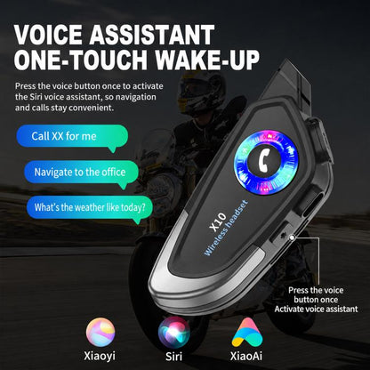 X10 Motorcycle Helmet Waterproof Bluetooth Earphone, Black Soft Mic, Black Hard Mic, Black 2 in 1