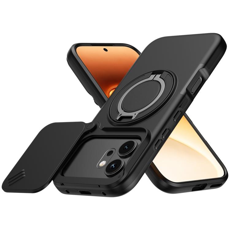 Camera Sliding Shield Magnetic Rotation Holder Phone Case, For Honor 600 / 600 Pro Global