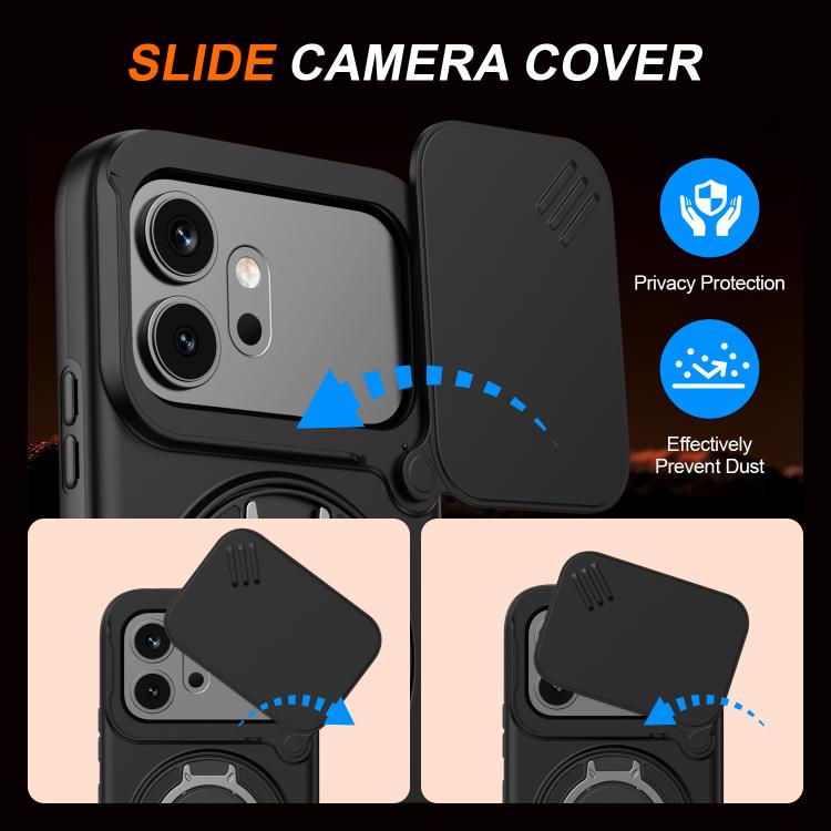 Camera Sliding Shield Magnetic Rotation Holder Phone Case, For Honor 600 / 600 Pro Global