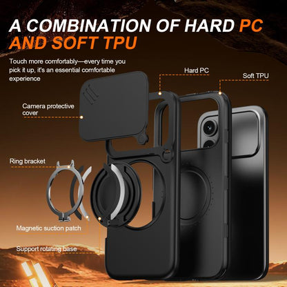 Camera Sliding Shield Magnetic Rotation Holder Phone Case, For Honor 600 / 600 Pro Global