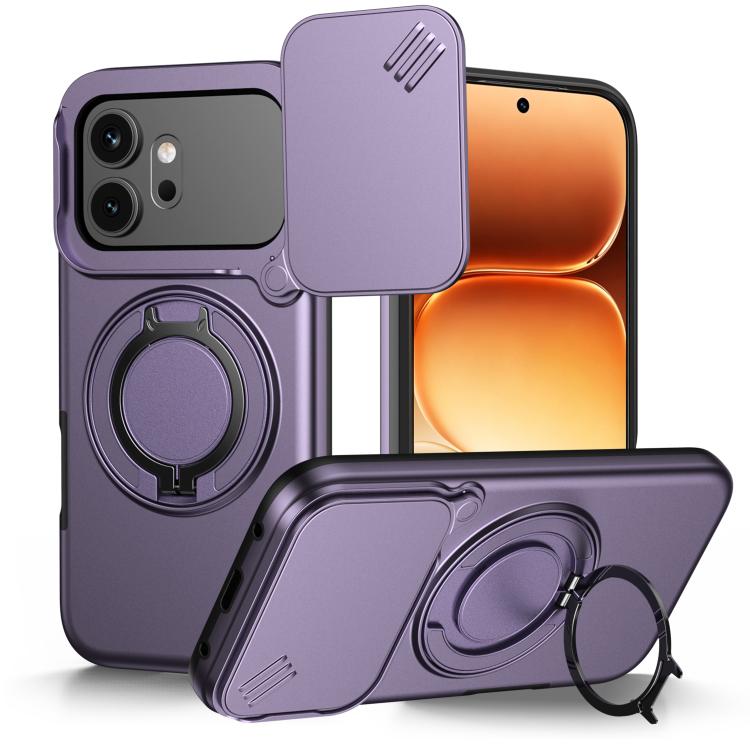 Camera Sliding Shield Magnetic Rotation Holder Phone Case, For Honor 600 / 600 Pro Global