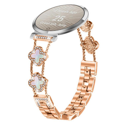 xDfind Double Four-Leaf Clover Diamond Alloy Watch Band, For Garmin Lily 2