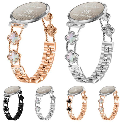 xDfind Double Four-Leaf Clover Diamond Alloy Watch Band, For Garmin Lily 2