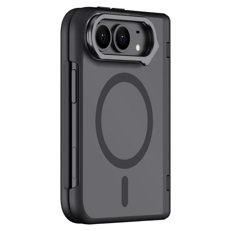 Shield Armor Series Integrated Privacy Film Matte Frosted Full Coverage Magnetic Phone Case with Lens Holder, For iPhone Duo
