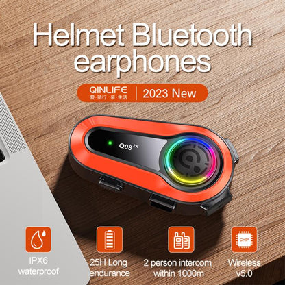 Q08-2X Motorcycle Helmet Wireless Walkie-Talkie Bluetooth Earphone, Hard Mic, Soft Mic, Hard + Soft Mic