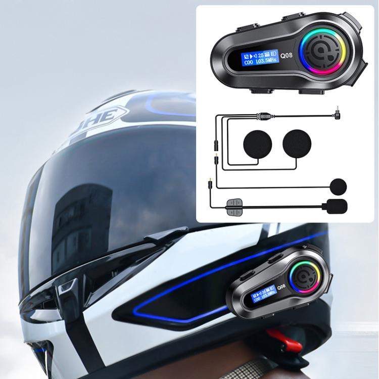 Q08 Motorcycle Helmet Wireless Walkie-Talkie Bluetooth Earphone Support FM, Hard Mic, Soft Mic, Hard + Soft Mic