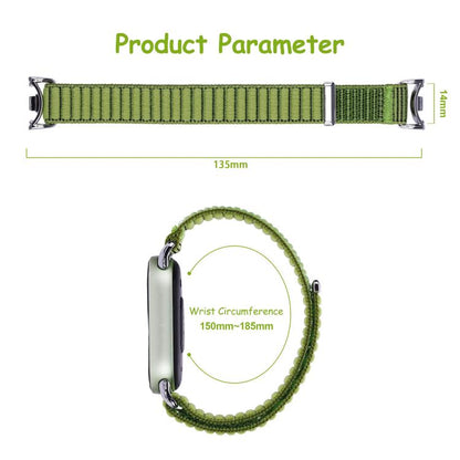 Metal Connector Style Wave Texture Nylon Hook and Loop Fastener Watch Band, For Xiaomi Smart Band 11 / 10 / 9 / 8