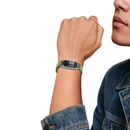 Metal Connector Style Wave Texture Nylon Hook and Loop Fastener Watch Band, For Xiaomi Smart Band 11 / 10 / 9 / 8