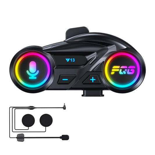 Y13 Motorcycle Helmet Bluetooth Earphone with RGB Lighting, Hard Mic, Soft Mic, Hard + Soft Mic