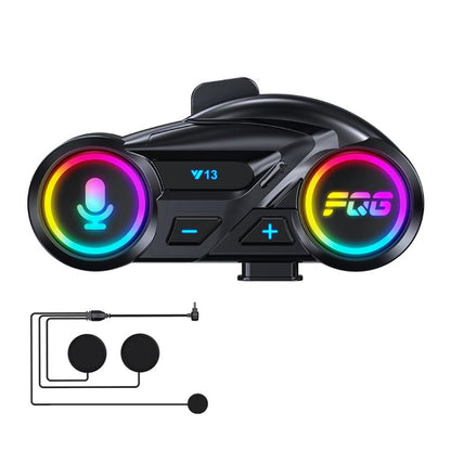 Y13 Motorcycle Helmet Bluetooth Earphone with RGB Lighting, Hard Mic, Soft Mic, Hard + Soft Mic