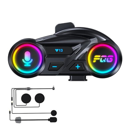 Y13 Motorcycle Helmet Bluetooth Earphone with RGB Lighting, Hard Mic, Soft Mic, Hard + Soft Mic