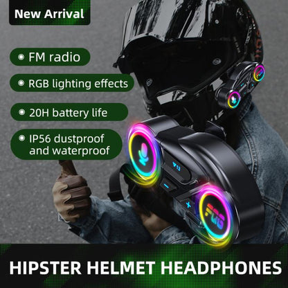 Y13 Motorcycle Helmet Bluetooth Earphone with RGB Lighting, Hard Mic, Soft Mic, Hard + Soft Mic