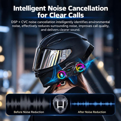 Y13 Motorcycle Helmet Bluetooth Earphone with RGB Lighting, Hard Mic, Soft Mic, Hard + Soft Mic
