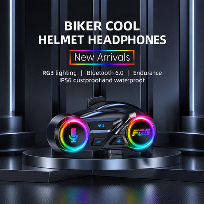 Y13 Motorcycle Helmet Bluetooth Earphone with RGB Lighting, Hard Mic, Soft Mic, Hard + Soft Mic