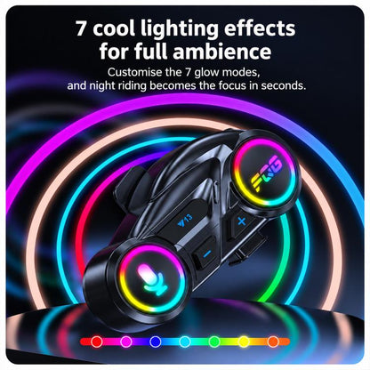 Y13 Motorcycle Helmet Bluetooth Earphone with RGB Lighting, Hard Mic, Soft Mic, Hard + Soft Mic