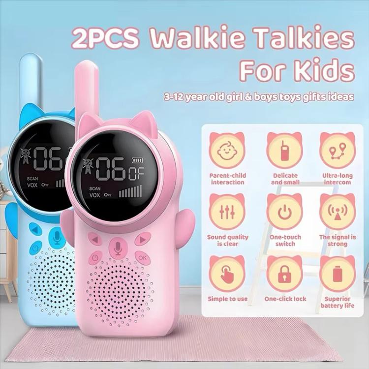 1 Pair D25 Cat Ear Design Children Handheld Two-Way Walkie Talkies