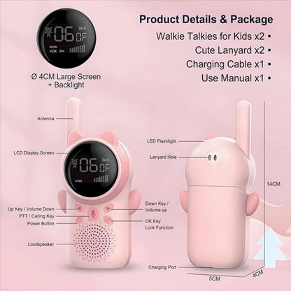 1 Pair D25 Cat Ear Design Children Handheld Two-Way Walkie Talkies