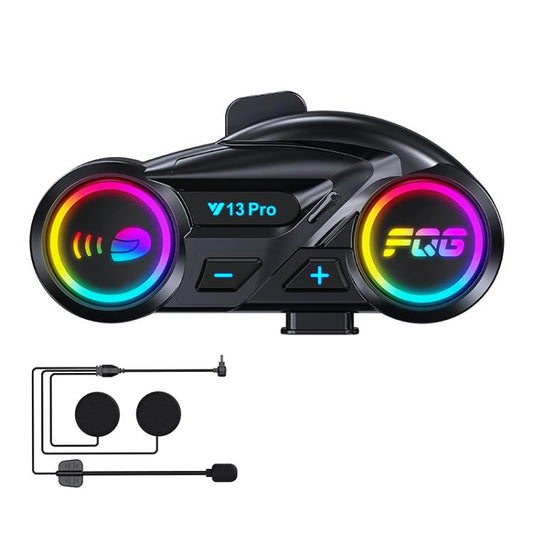 Y13 Pro Motorcycle Helmet Bluetooth Intercom Earphone with RGB Lighting, Hard Mic, Soft Mic, Hard + Soft Mic, 2 PCS/Pack Hard + Soft Mic